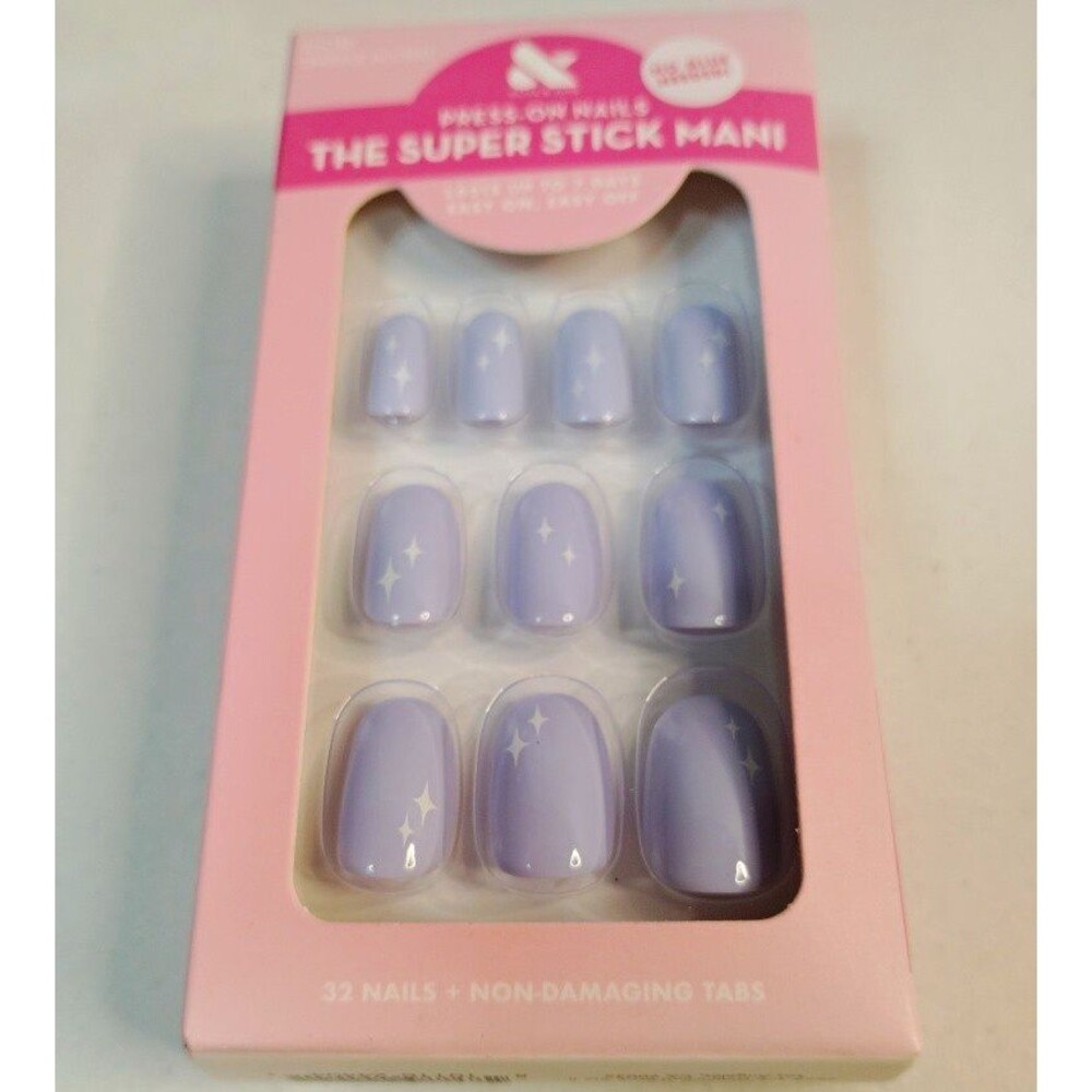 Static Nails The Super Stick Mani Press-On Nails Purple Shiny Sparkle Short